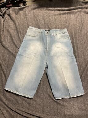 Sean John Shorts Mens 42 Tall Light Wash Denim Shorts Hip Hop Y2K